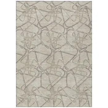5' X 8' Beige Ivory And Gray Geometric Washable Indoor Outdoor Area Rug