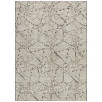 8' X 10' Beige Ivory And Gray Geometric Washable Indoor Outdoor Area Rug