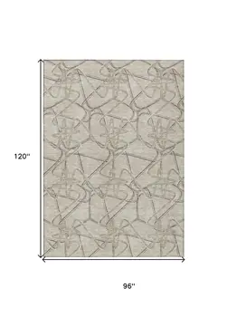 8' X 10' Beige Ivory And Gray Geometric Washable Indoor Outdoor Area Rug