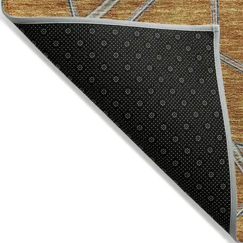 3' X 5' Terra Cotta Ivory And Charcoal Geometric Washable Indoor Outdoor Area Rug