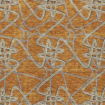 8' X 10' Terra Cotta Ivory And Charcoal Geometric Washable Indoor Outdoor Area Rug