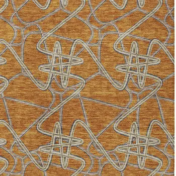 9' X 12' Terra Cotta Ivory And Charcoal Geometric Washable Indoor Outdoor Area Rug
