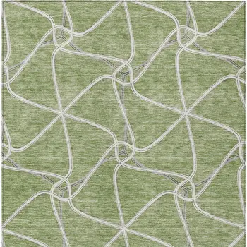 5' X 8' Sage And Ivory Geometric Washable Indoor Outdoor Area Rug