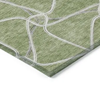 5' X 8' Sage And Ivory Geometric Washable Indoor Outdoor Area Rug