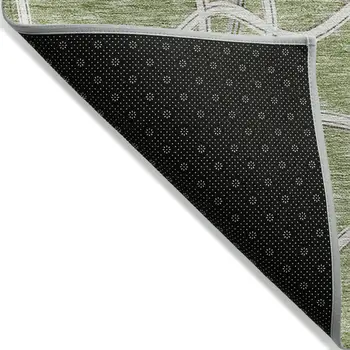 8' X 10' Sage And Ivory Geometric Washable Indoor Outdoor Area Rug