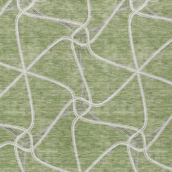 8' X 10' Sage And Ivory Geometric Washable Indoor Outdoor Area Rug