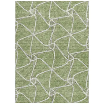 10' X 14' Sage And Ivory Geometric Washable Indoor Outdoor Area Rug