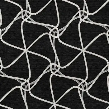 8' X 10' Black And Ivory Geometric Washable Indoor Outdoor Area Rug