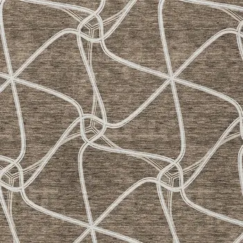 5' X 8' Brown And Ivory Geometric Washable Indoor Outdoor Area Rug