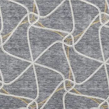 9' X 12' Gray And Ivory Geometric Washable Indoor Outdoor Area Rug