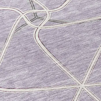 8' Lavender And Ivory Round Geometric Washable Indoor Outdoor Area Rug