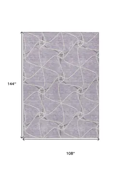 9' X 12' Lavender And Ivory Geometric Washable Indoor Outdoor Area Rug