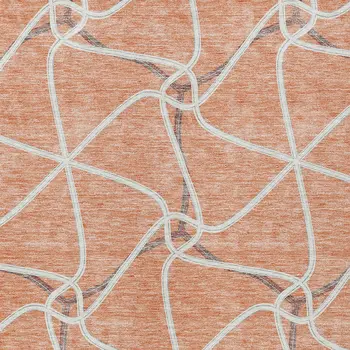 5' X 8' Salmon And Ivory Geometric Washable Indoor Outdoor Area Rug