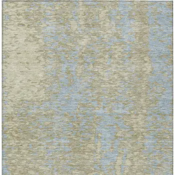 8' X 10' Beige And Blue Abstract Washable Indoor Outdoor Area Rug