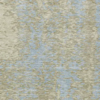 9' X 12' Beige And Blue Abstract Washable Indoor Outdoor Area Rug