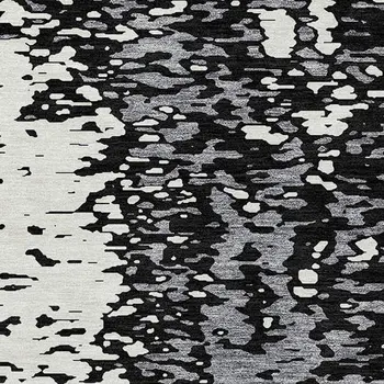 5' X 8' Black And Gray Abstract Washable Indoor Outdoor Area Rug