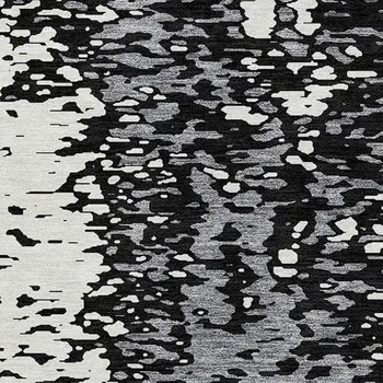 8' X 10' Black And Gray Abstract Washable Indoor Outdoor Area Rug
