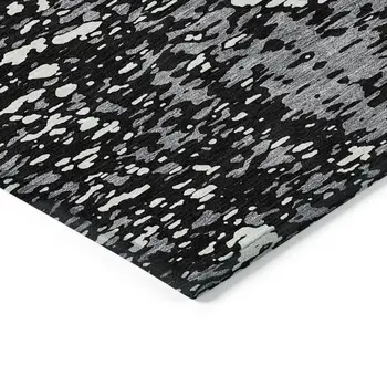 8' X 10' Black And Gray Abstract Washable Indoor Outdoor Area Rug