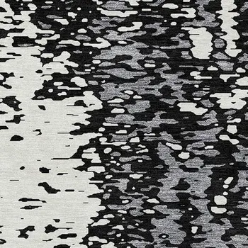 9' X 12' Black And Gray Abstract Washable Indoor Outdoor Area Rug