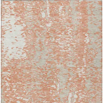 3' X 5' Coral And Ivory Abstract Washable Indoor Outdoor Area Rug