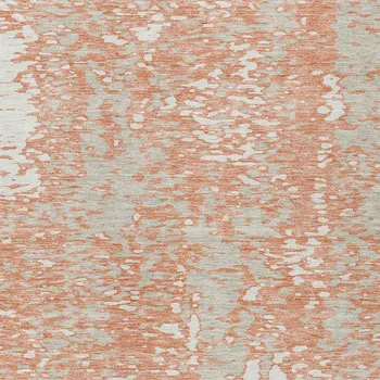 3' X 5' Coral And Ivory Abstract Washable Indoor Outdoor Area Rug