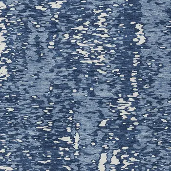 10' X 14' Denim Blue And Ivory Abstract Washable Indoor Outdoor Area Rug