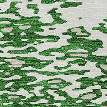 3' X 5' Emerald And Ivory Abstract Washable Indoor Outdoor Area Rug