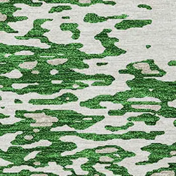 5' X 8' Emerald And Ivory Abstract Washable Indoor Outdoor Area Rug