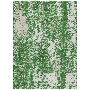 8' X 10' Emerald And Ivory Abstract Washable Indoor Outdoor Area Rug