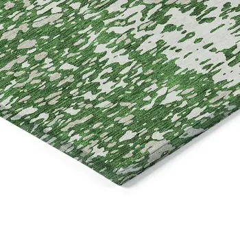 9' X 12' Emerald And Ivory Abstract Washable Indoor Outdoor Area Rug