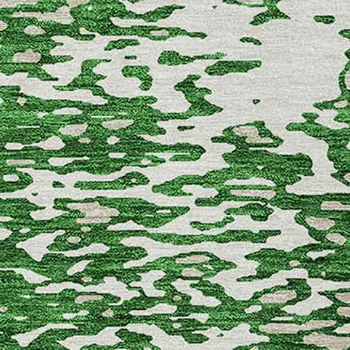 9' X 12' Emerald And Ivory Abstract Washable Indoor Outdoor Area Rug