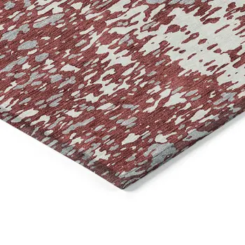 5' X 8' Burgundy And Ivory Abstract Washable Indoor Outdoor Area Rug