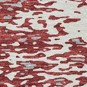 5' X 8' Burgundy And Ivory Abstract Washable Indoor Outdoor Area Rug