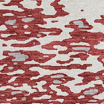 8' Burgundy And Ivory Round Abstract Washable Indoor Outdoor Area Rug