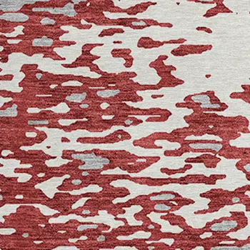 8' Burgundy And Ivory Round Abstract Washable Indoor Outdoor Area Rug