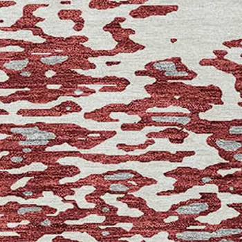 10' X 14' Burgundy And Ivory Abstract Washable Indoor Outdoor Area Rug