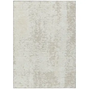 8' X 10' Ivory And Beige Abstract Washable Indoor Outdoor Area Rug