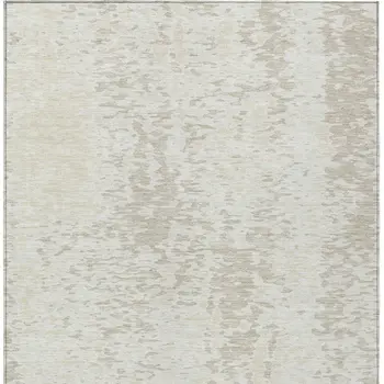 9' X 12' Ivory And Beige Abstract Washable Indoor Outdoor Area Rug