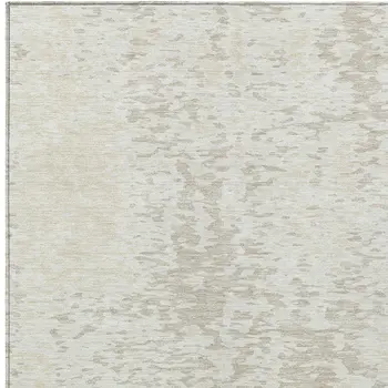 9' X 12' Ivory And Beige Abstract Washable Indoor Outdoor Area Rug