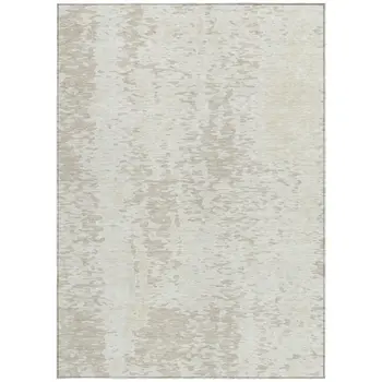 10' X 14' Ivory And Beige Abstract Washable Indoor Outdoor Area Rug