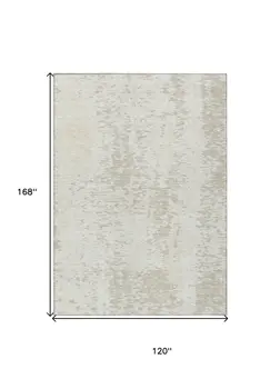 10' X 14' Ivory And Beige Abstract Washable Indoor Outdoor Area Rug