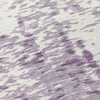 8' Lavender And Ivory Round Abstract Washable Indoor Outdoor Area Rug