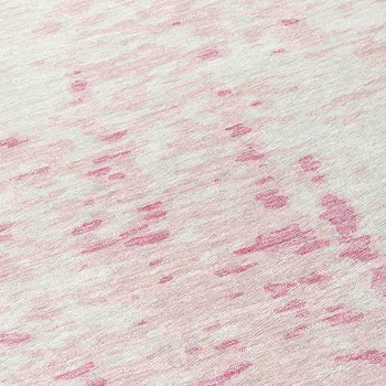 8' Pink And Ivory Round Abstract Washable Indoor Outdoor Area Rug