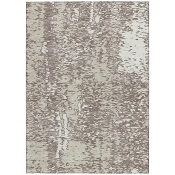 3' X 5' Taupe And Ivory Abstract Washable Indoor Outdoor Area Rug