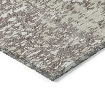 3' X 5' Taupe And Ivory Abstract Washable Indoor Outdoor Area Rug