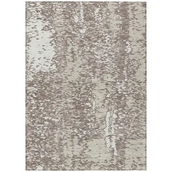 8' X 10' Taupe And Ivory Abstract Washable Indoor Outdoor Area Rug