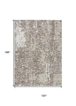 10' X 14' Taupe And Ivory Abstract Washable Indoor Outdoor Area Rug