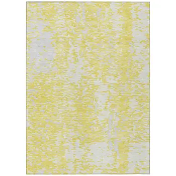 5' X 8' Yellow And Ivory Abstract Washable Indoor Outdoor Area Rug
