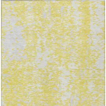 5' X 8' Yellow And Ivory Abstract Washable Indoor Outdoor Area Rug
