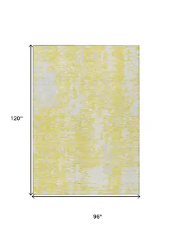 8' X 10' Yellow And Ivory Abstract Washable Indoor Outdoor Area Rug